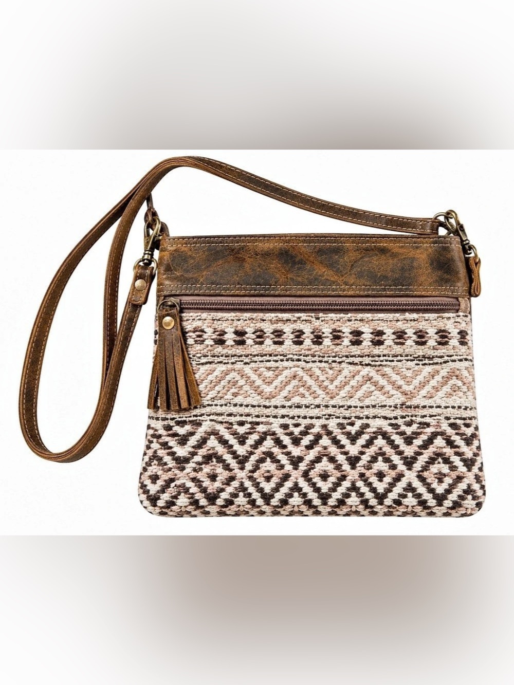 Myra Bag Contentment Small & Crossbody Bag Brown & White